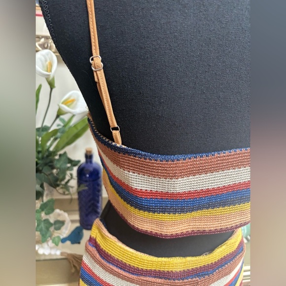 HYFVE Striped Boho Summer Beach 2 Pc Set Knit Crop Top & Shorts Pool SZ L NWOT - Picture 7 of 11